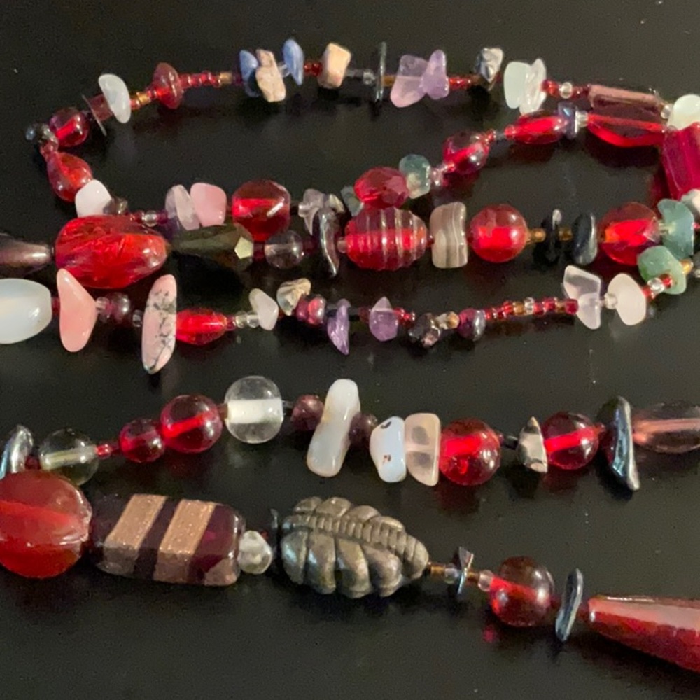 Garnet and Red Gemstone Opera Necklace